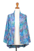 Rayon batik kimono jacket, 'Rainbow Seaweed' - Hand Stamped Rayon Kimono Jacket (image 2a) thumbail
