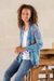 Rayon batik kimono jacket, 'Rainbow Seaweed' - Hand Stamped Rayon Kimono Jacket (image 2c) thumbail