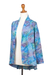 Rayon batik kimono jacket, 'Rainbow Seaweed' - Hand Stamped Rayon Kimono Jacket (image 2e) thumbail