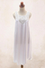 Embroidered cotton dress, 'Drifting Clouds in White' - Hand Embroidered White Cotton Dress (image 2b) thumbail