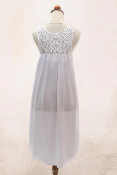 Vestido de algodón bordado - Vestido de algodón blanco bordado a mano