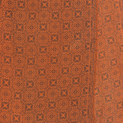 Silk batik shawl, 'Aster Orange' - Handmade Silk Batik Scarf in Orange and Black