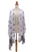 Silk batik shawl, 'Teratai Purple' - Fringed Silk Batik Shawl in Purple and White (image 2b) thumbail