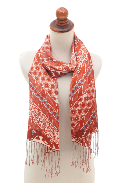 Silk batik scarf, Lengko Scarlet