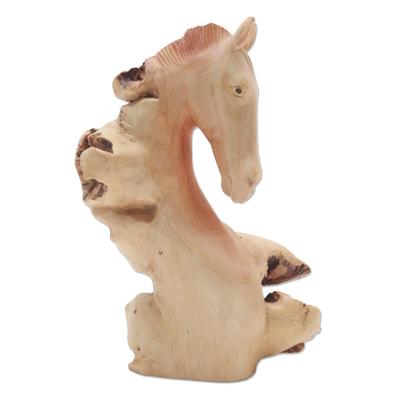 Unique Benalu Wood Horse Head Statuette