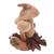 Wood sculpture, 'Snake on Mushrooms' - Hand Crafted Mushroom and Snake Wood Sculpture