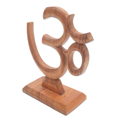 Wood sculpture, 'Omkara Prayer' - Omkara Suar Wood Sculpture from Indonesia