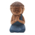 Wood statuette, 'Buddha in Blue Prays' - Small Praying Buddha Statuette from Bali
