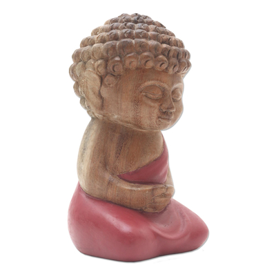 estatuilla de madera - Pequeña estatuilla de Buda tallada a mano en madera