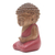 Wood statuette, 'Buddha in Red Prays' - Small Buddha Statuette Hand Carved from Wood