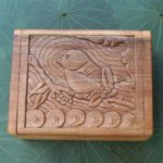 Decorative wood box, 'Perching Bird' - Hand Carved Decorative Wood Box with Bird Relief