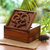 Decorative wood box, 'Ong-Kara' - Hand Carved Decorative Wood Box with Jepun Flower Relief (image 2j) thumbail