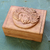 Decorative wood box, 'Lion Prince' - Hand Carved Wood Box with Lion Head Relief (image 2) thumbail