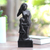 Wood sculpture, 'Mother and Daughter in Black' - Hand Carved Black Wood Sculpture of Mother and Daughter thumbail