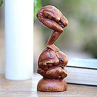 Wood sculpture, 'Double Yogi'