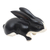 Wood statuette, 'Curious in Black and White' - Black and White Curious Bunny Statuette
