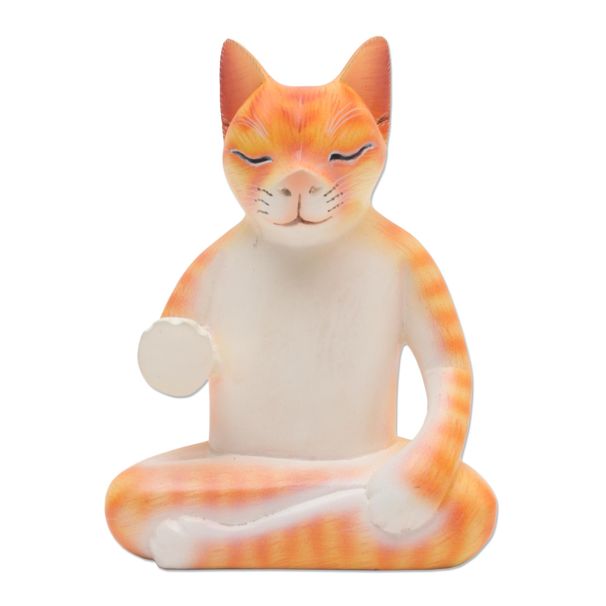 meditating cat sculpture