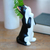 Wood statuette, 'Tuxedo Cat Makes a Wish' - Wishing Cat Hand Carved Wood Sculpture (image 2b) thumbail