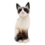 Wood statuette, 'Elegant Cat' - Realistic Hand Painted Wood Cat Statuette