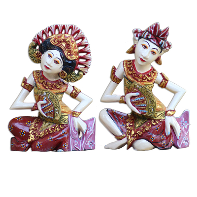 Hand Crafted Balinese Dancer Sculptures (Pair)