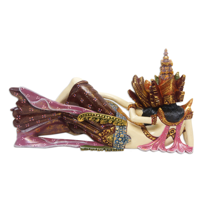 Escultura de madera - Escultura de madera artesanal de Rama y Sita
