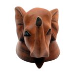 Wood doorstop, 'Elephant Head' - Suar Wood Elephant Head Doorstop