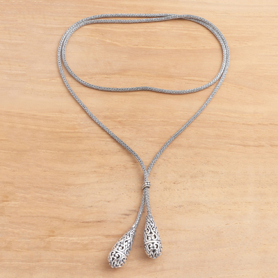 Lasso-Halskette aus Sterlingsilber - Halskette im Lariat-Stil aus Sterlingsilber aus Bali