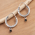 Sterling silver and onyx hoop earrings, 'Shadow Play' - Onyx Accented Sterling Silver Hoop Earrings
