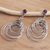 Amethyst dangle earrings, 'Maze of Circles' - Amethyst and Sterling Silver Dangle Earrings