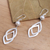 Cultured pearl dangle earrings, 'Java Elegance' - Hammered Silver and Cultured Pearl Dangle Earrings thumbail