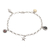 Onyx and garnet charm anklet, 'Java Charm' - Sterling Silver Link Anklet with Charms
