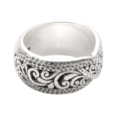 Wide Sterling Silver Band Ring with Openwork - Java Connection | NOVICA