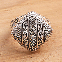 Unisex Sterling Silver Ring from Java,'Java Tradition'
