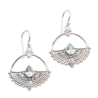 Blue topaz dangle earrings, 'Joyous Tears' - Blue Topaz and Sterling Silver Dangle Earrings
