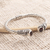 Garnet cuff bracelet, 'Perched Dragonfly' - Garnet and Sterling SIlver Dragonfly Cuff Bracelet (image 2c) thumbail