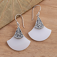 Sterling silver dangle earrings, 'Celuk Arcs' - Artisan Crafted Sterling Silver Dangle Earrings