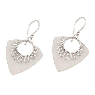 Sterling silver dangle earrings, 'Celuk Arrows' - Hand Crafted Sterling Silver Dangle Earrings