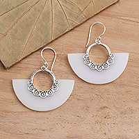 Sterling silver dangle earrings, 'Celuk Semicircles' - Balinese Style Sterling Silver Dangle Earrings