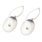 Cultured pearl dangle earrings, 'Seeds of Change' - Brushed Sterling Silver and Cultured Pearl Dangle Earrings