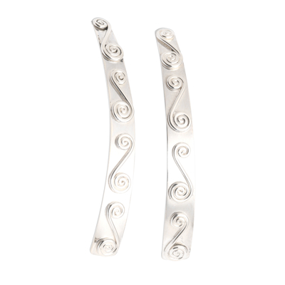 Sterling silver drop earrings, 'In Spiral Movement' - Sterling Silver Drop Earrings with Double Spiral Motif