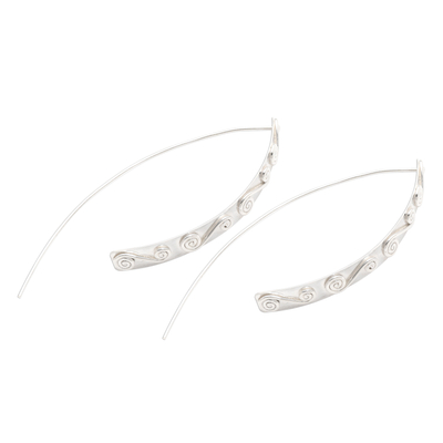 Sterling silver drop earrings, 'In Spiral Movement' - Sterling Silver Drop Earrings with Double Spiral Motif