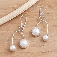 Cultured pearl dangle earrings, 'A Study in Balance'