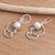Cultured pearl dangle earrings, 'Single Balloon' - Sterling Silver Cultured Pearl Dangle Earrings (image 2b) thumbail