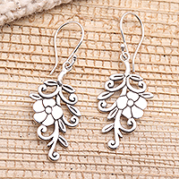 Sterling silver dangle earrings, 'Trailing Blossom' - Trailing Flower Sterling Silver Dangle Earrings