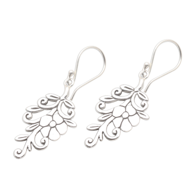Sterling silver dangle earrings, 'Trailing Blossom' - Trailing Flower Sterling Silver Dangle Earrings