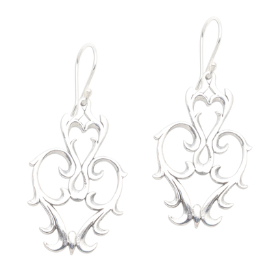 Sterling silver dangle earrings, 'Baroque Fantasy' - Baroque Style Sterling Silver Earrings from Bali