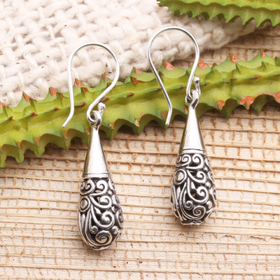 Sterling silver dangle earrings, 'Enchanting Bali' - Ornate Sterling SiIver Dangle Earrings