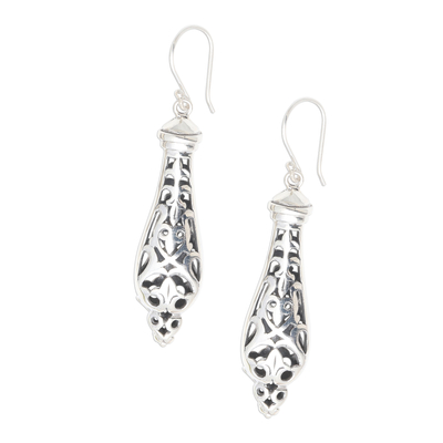 Sterling silver dangle earrings, 'Exotic Lantern' - Exotic Lantern-Like Sterling Silver Earrings