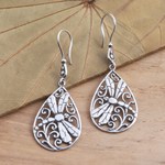 Sterling silver dangle earrings, 'Dragonfly Breeze' - Dragonfly Sterling Silver Earrings from Bali