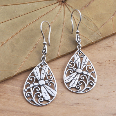 Sterling silver dangle earrings, Dragonfly Breeze